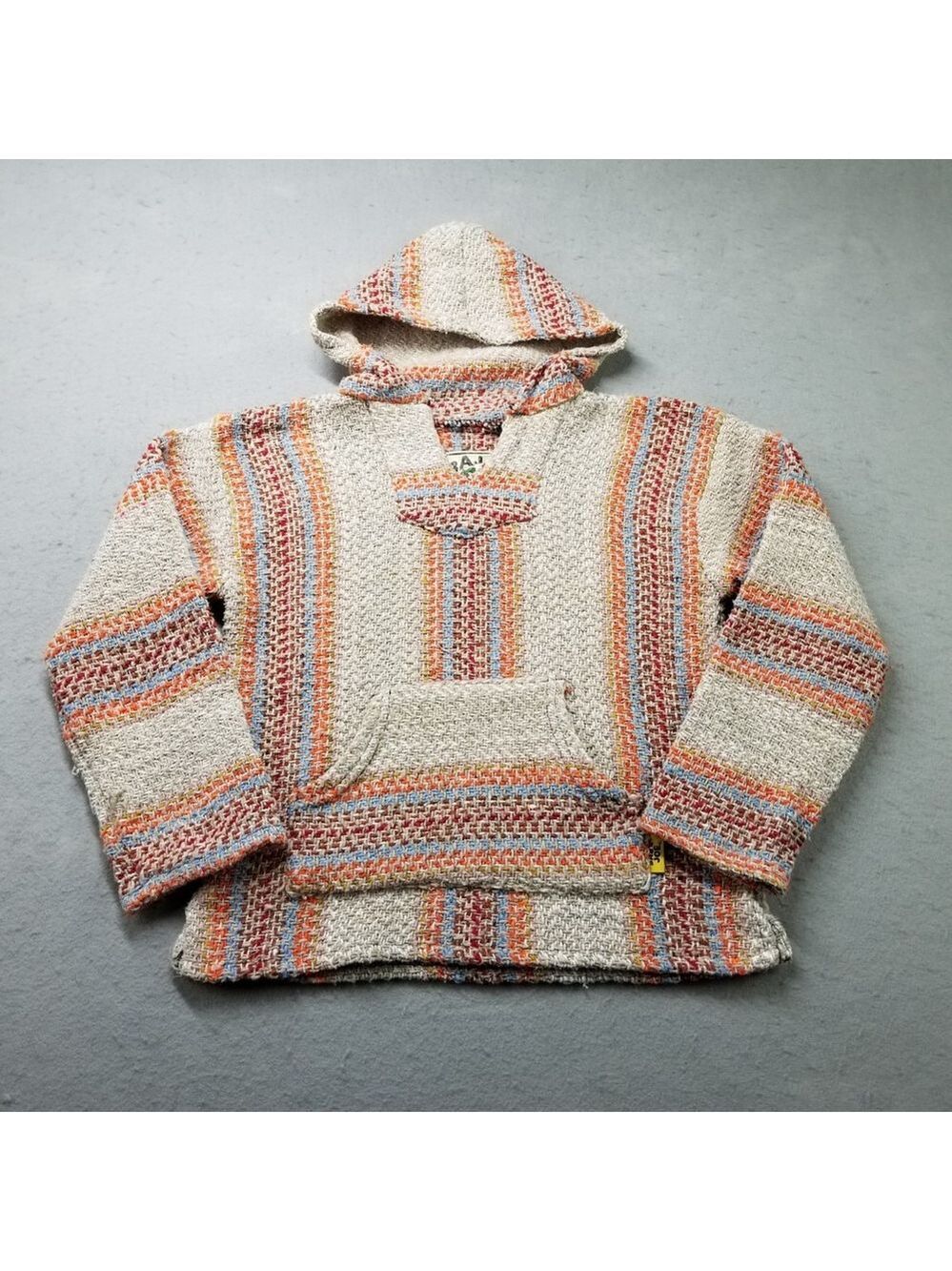 Baja Joes Mexican Hoodie Youth Kids Size XL Southwest Pastel Striped Hooded